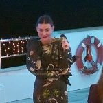 Bronwyn’s black embroidered mini dress on The Real Housewives of Salt Lake City