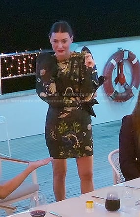 Bronwyn's black embroidered mini dress on The Real Housewives of Salt Lake City