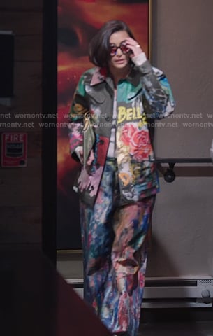 Bronwyn's graffiti jacket and pants on The Real Housewives of Salt Lake City