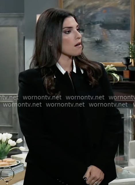 Brook Lynn’s black blazer with striped collar on General Hospital