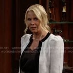 Brooke’s white cardigan with black trims on The Bold and the Beautiful