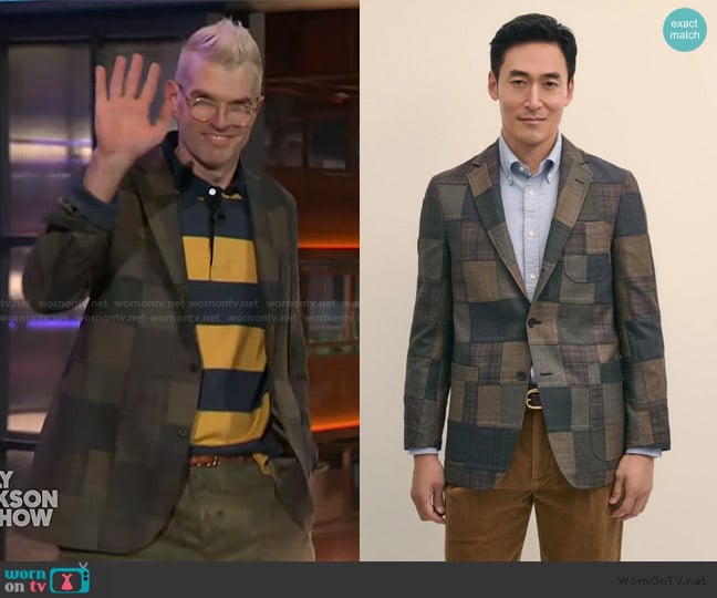 Brooks Brothers The No. 1 Sack Sport Coat in Patchwork Wool worn by Timothy Simons on The Kelly Clarkson Show