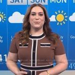 Violeta’s brown contrast paneled dress on NBC News Daily