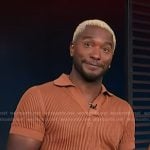 Scott’s brick orange mesh polo on Access Hollywood