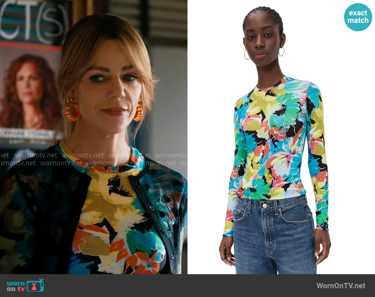 BruceGlen Brite Floral Long Sleeve Tee worn by Morgan Gillory (Kaitlin Olson) on High Potential
