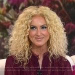 Kimberly Schlapman’s burgundy lace trim blouse and mini skirt on Today
