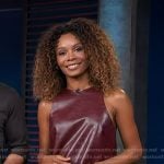 Zuri’s burgundy leather mini dress on Access Hollywood
