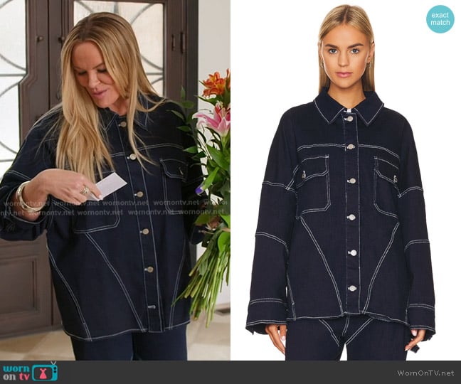 BY.DYLN Cyrus Jacket in Navy worn by Heather Gay on The Real Housewives of Salt Lake City