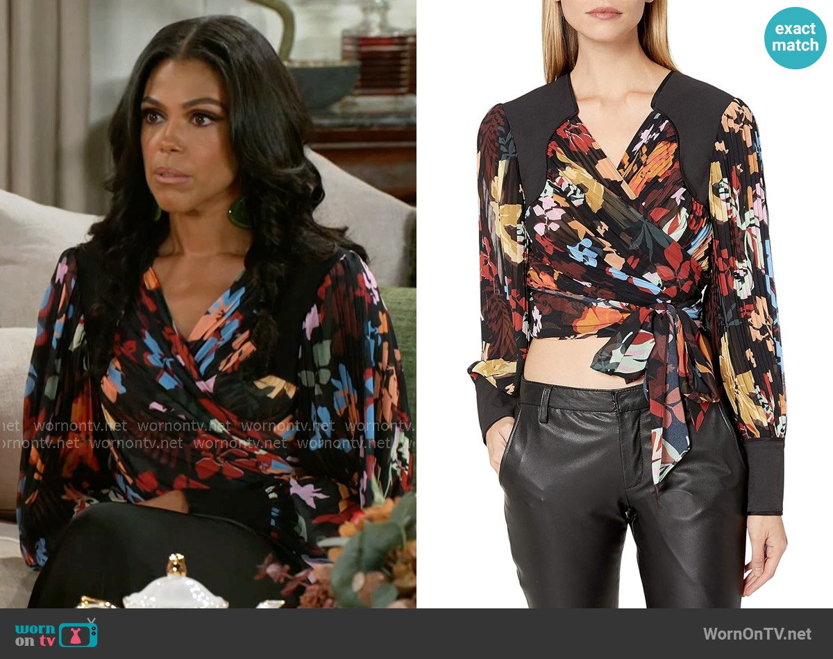 C/Meo Collective With Or Without Pleated Wrap Top worn by Dani Dupree (Karla Mosley) on Beyond the Gates