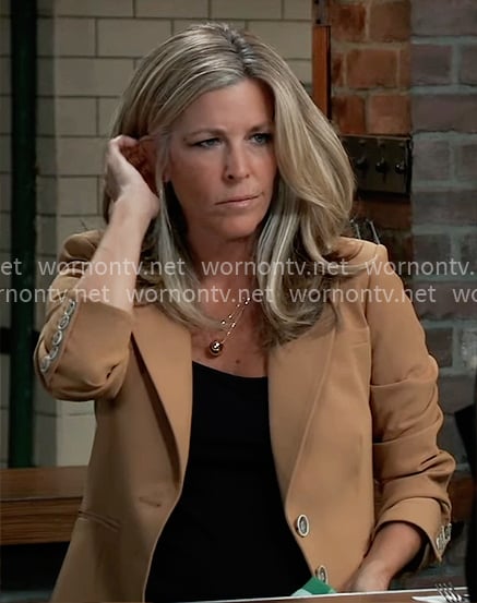 Carly's camel blazer on General Hospital