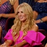 Carol’s pink ruffle sleeve dress on The Golden Bachelor