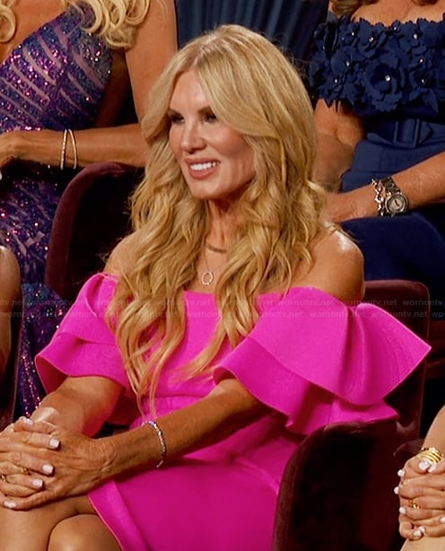 Carol's pink ruffle sleeve dress on The Golden Bachelor