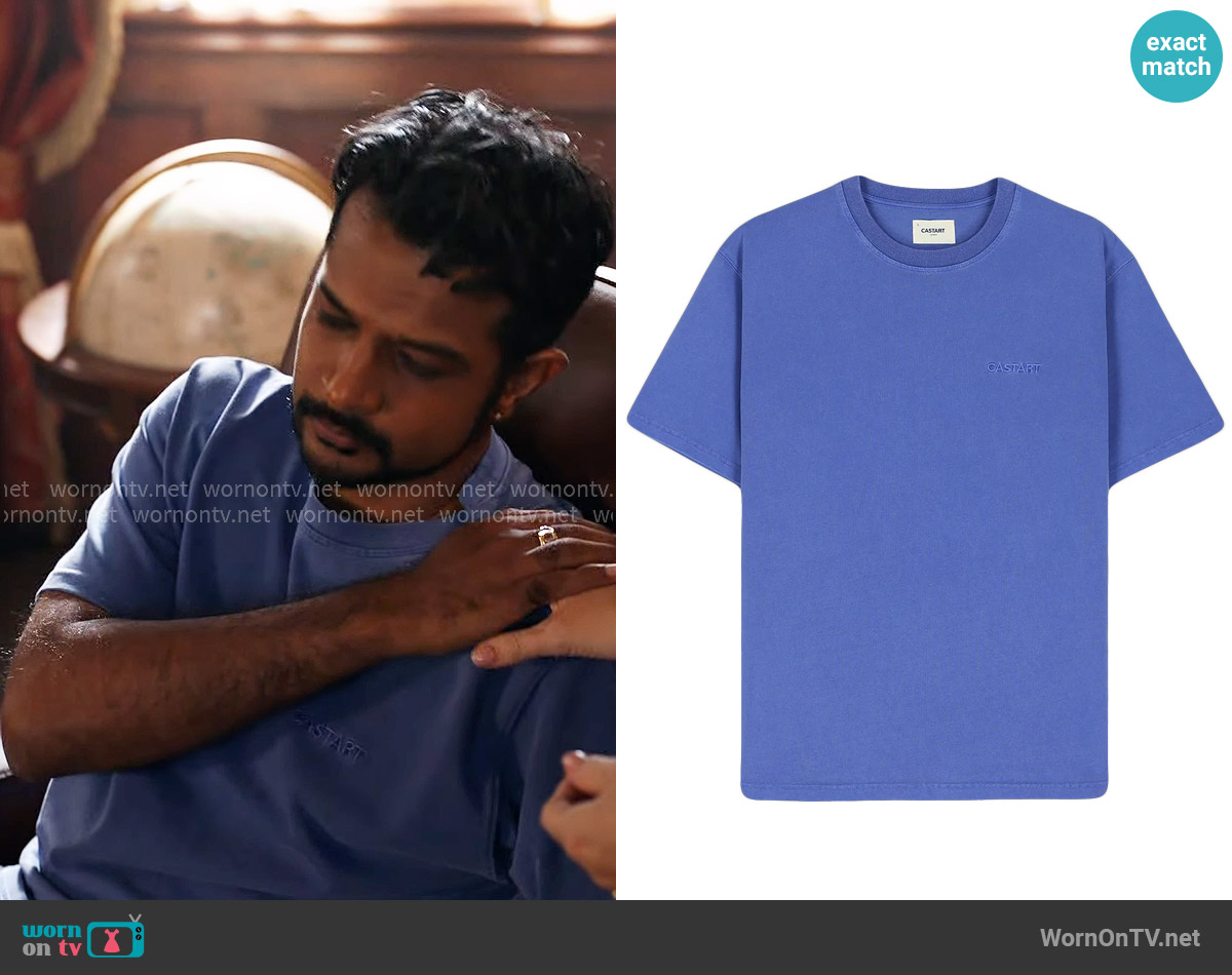 Carstart Stonewash Tee in Cobalt worn by Jay (Utkarsh Ambudkar) on Ghosts