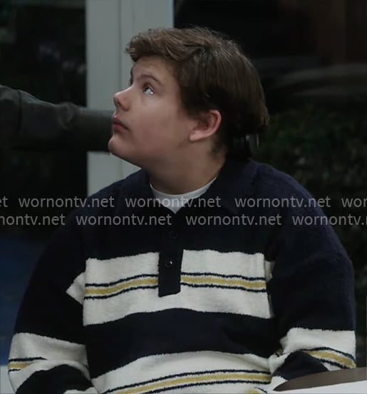 Carter's striped polo sweater on Shifting Gears