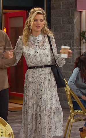 Cat’s white floral shirtdress on Days of our Lives
