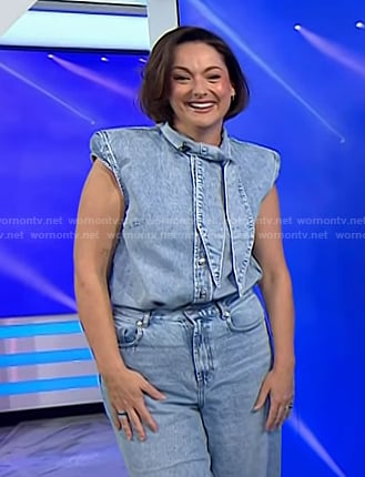 Celeste Barber's tie neck denim top on Today