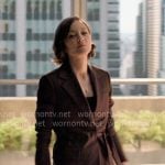 Celine’s burgundy tie-waist blazer on The Morning Show