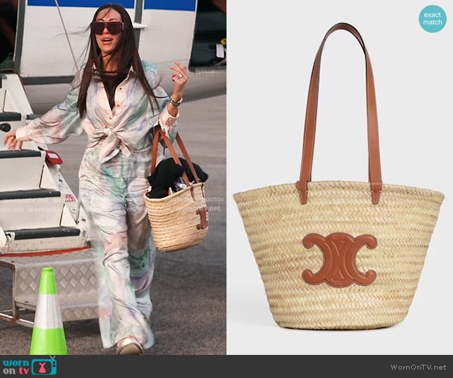 Celine Classic Panier Medium Bag in palm leaves and calfskin worn by Angie Katsanevas on The Real Housewives of Salt Lake City