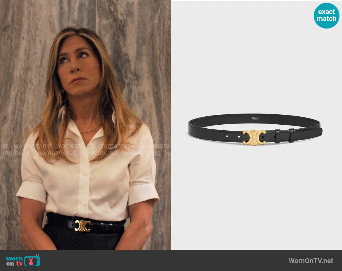 Celine Medium 25MM Triomphe Belt worn by Alex Levy (Jennifer Aniston) on The Morning Show