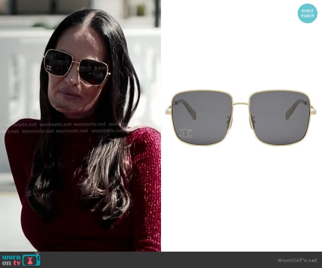Celine Rhinestone Triomphe 59mm Square Sunglasses worn by Lisa Barlow on The Real Housewives of Salt Lake City