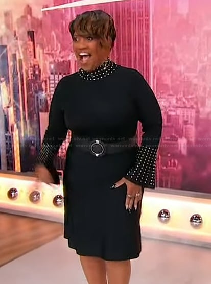 Chandra Wilson’s black studded trim turtleneck dress on Sherri