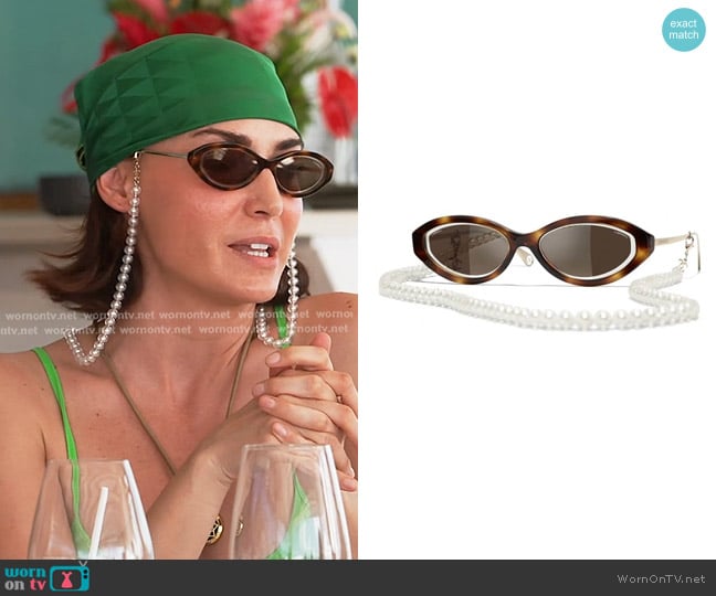 Chanel Ch5424 Sunglasses in Dark Havana worn by Bronwyn Newport on The Real Housewives of Salt Lake City