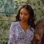 Chanel’s blue print tiered mini dress on Days of our Lives