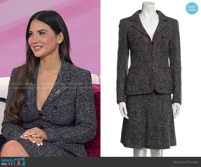 Chanel Tweed Wool Jacket and Skirt Set worn by Olivia Munn on Today