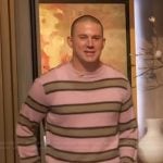 Channing’s pink striped sweater on The Drew Barrymore Show