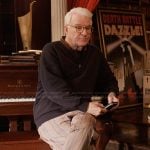 Charles’s stripe trim jacket on Only Murders in the Building