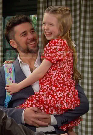 Charlotte’s red floral tiered dress on Days of our Lives