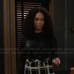 Chelsea’s black and white checked skirt on Beyond the Gates