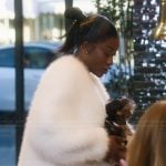 Chelsea's white fur coat on Selling Sunset