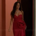 Cheryl’s red side ruffle dress on The Golden Bachelor