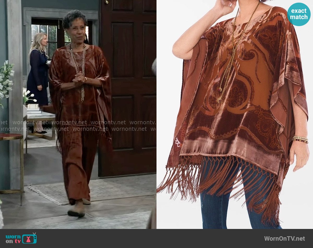 Chicos Burnout Velvet Poncho worn by Stella Henry (Vernee Watson) on General Hospital