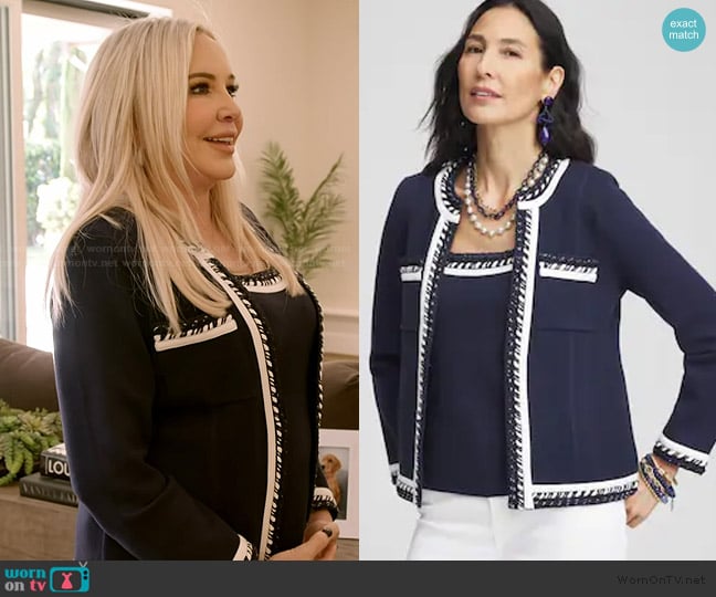Chicos Contrast-Trim Lady Jacket worn by Shannon Beador on The Real Housewives of Orange County