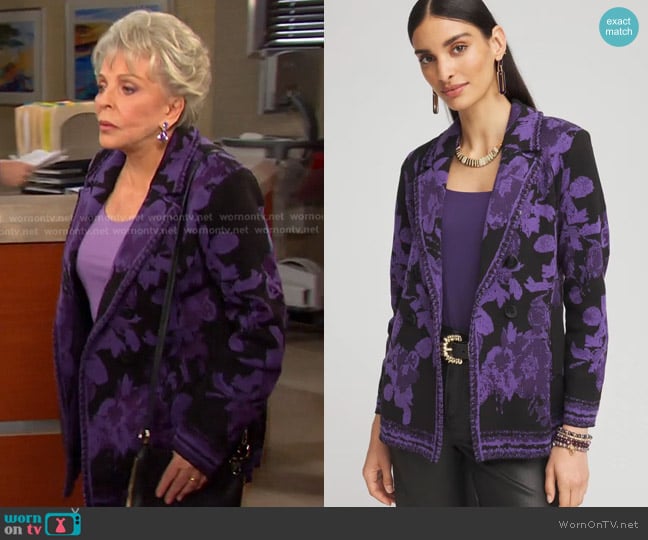 Chico's Double-Breasted Sweater Blazer worn by Julie Olson Williams (Susan Seaforth Hayes) on Days of our Lives