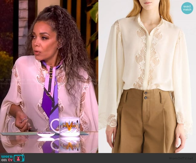 Chloe Silk Georgette & Lace Shirt worn by Sunny Hostin on The View