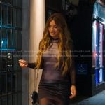 Chrishell’s navy mesh long dress on Selling Sunset