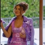 Chrishell's sequin chevron skirt and jacket on Selling Sunset