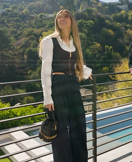 Chrishell's stripe corset vest on Selling Sunset