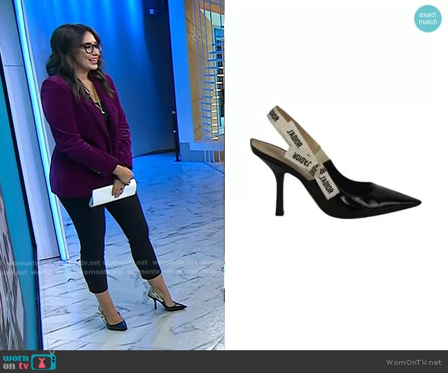 Christian Dior J'adior Slingback Pumps in Black Leather worn by Savannah Sellers on Today