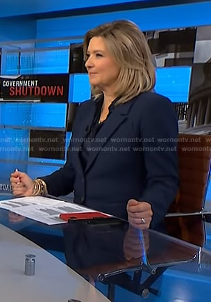 Christine Romans' navy blazer on NBC News Daily