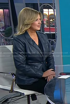 Christine Romans' navy leather blazer on Today