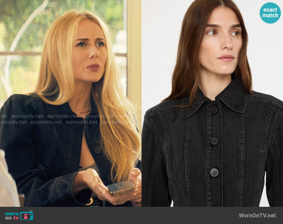 Christopher Esber Cinched Denim Jacket worn by Morgan (Justine Lupe) on Nobody Wants This