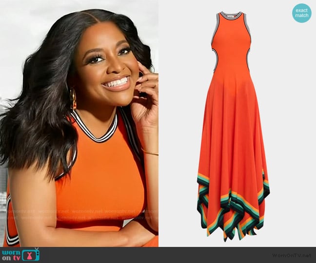 Christopher John Rogers Striped Cutout Handkerchief-Hem Maxi Tank Dress worn by Sherri Shepherd on Sherri
