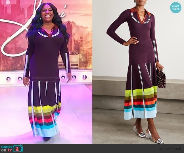Christopher John Rogers Striped ribbed wool-blend maxi dress worn by Sherri Shepherd on Sherri