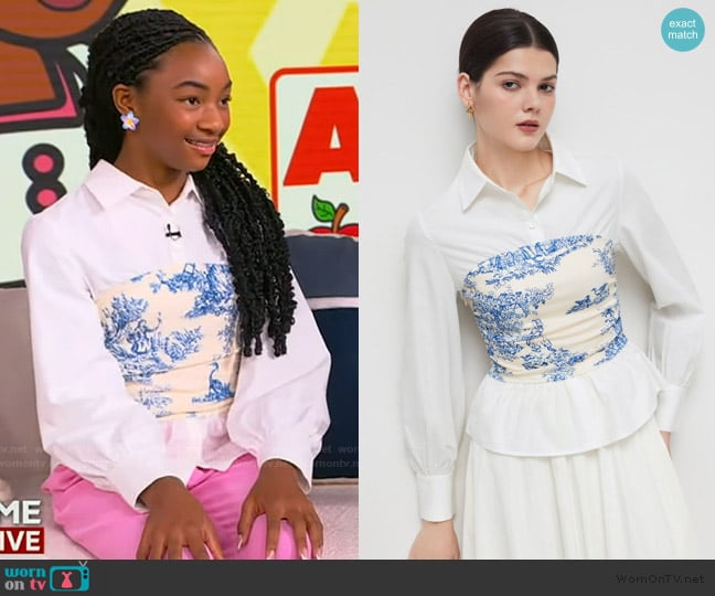 Cider Cotton V-neck Blouse worn by Graceyn Hollingsworth on Tamron Hall Show