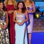 Cindy’s blue cutout one shoulder dress on The Golden Bachelor