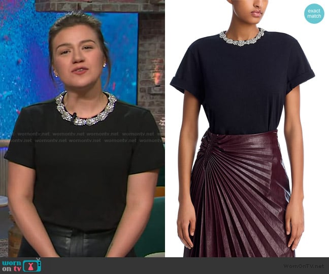 Cinq a Sept Crystal Garden Bree Tee worn by Kelly Clarkson on The Kelly Clarkson Show
